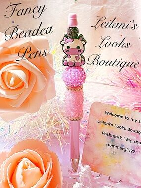Fancy beaded Pen/gifts/purple cow/purple beads/
